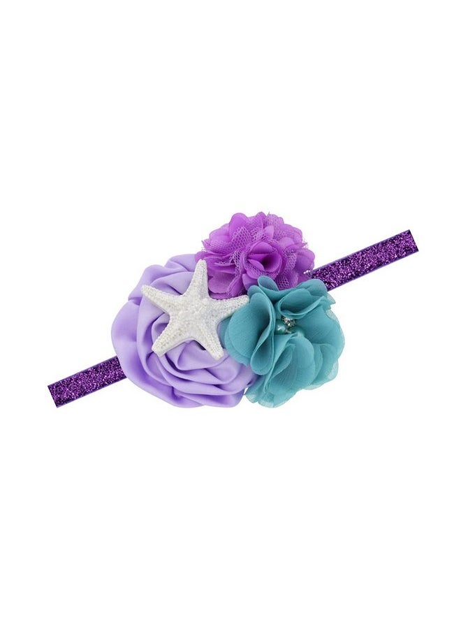 JustMyDress Starfish Mermaid Flower Headbands for Baby Girls Hair Band Fish Scale Bow JBC21 (-Purple Band)  - Image 1