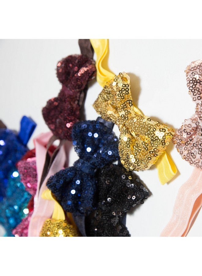 CELLOT 15Pcs Baby Girl Headbands Sparkly Glitter Sequins 4" Big Hair Bows Ribbon Soft Stretchy Hair Bands For Infant Newborn And Toddlers - Image 4