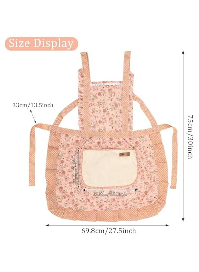 2Pcs Women Aprons with Pockets, Girls Floral Apron with Big Pocket Baking Soft Chef Aprons for Kitchen Cooking Baking - Image 2