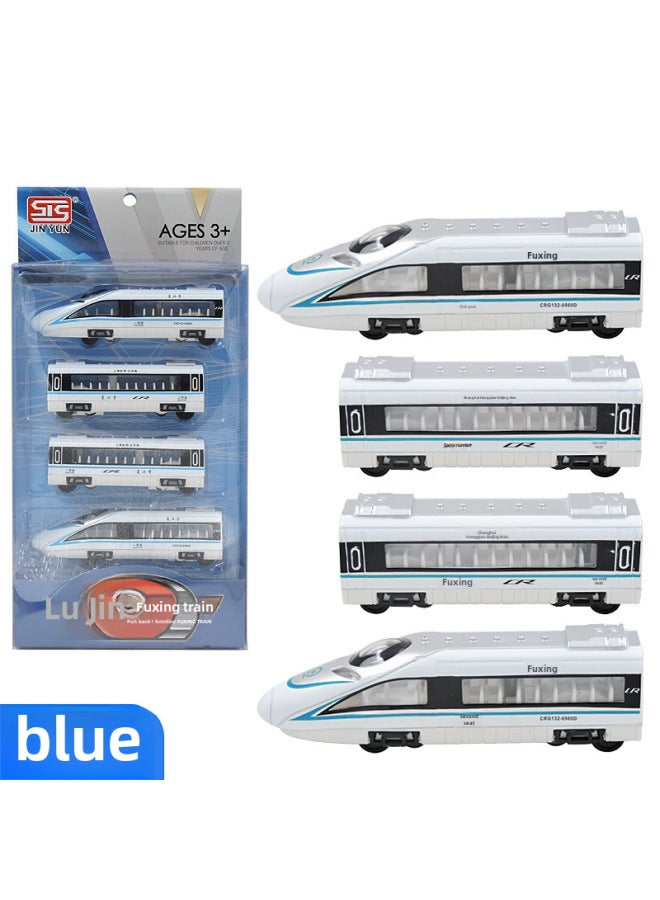 Children Alloy Toy Harmony Series Electric Train Model Magnetic Connection Simulation Backpack Set Kids Aged 4-6-Color:0823-2 Fuxing-Blue  - Image 1