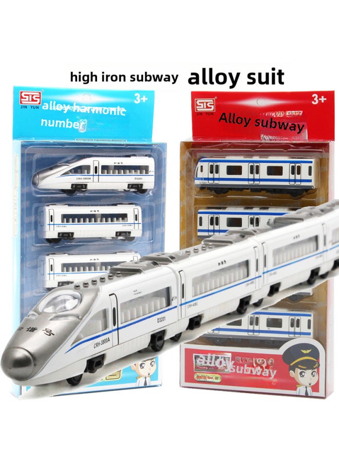Children Alloy Toy Harmony Series Electric Train Model Magnetic Connection Simulation Backpack Set Kids Aged 4-6-Color:0823-2 Fuxing-Blue  - Image 2