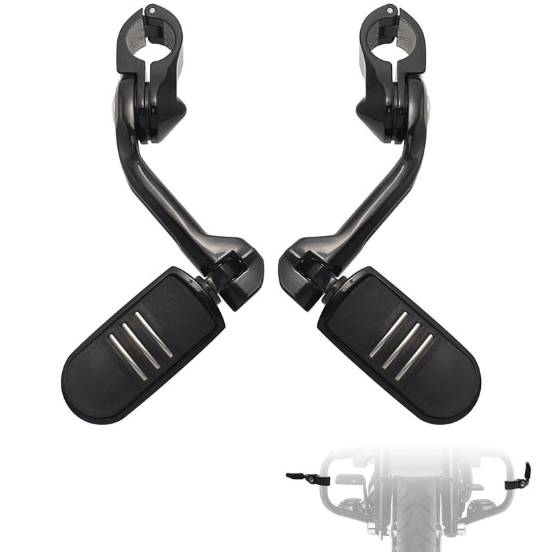FOVPLUE 125 Highway FootpegsLong Angled Adjustable Highway Pegs wMounts for Harley Touring Street Glide Electra Glide Road King Softail CVO Dyna Trike VRSC Sportster w114 Engine GuardBlack3