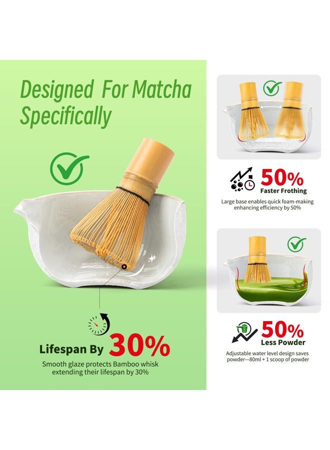 TEANAGOO Matcha Whisk,7 Pcs Matcha Set Lt.Grey,Matcha Kit for Ceremony,Matcha Tea Set for Making Breakfast/Latte,Matcha Whisk Set and Bowl with All Accessories,Gift for Matcha Lover/Friend/Family - Image 3