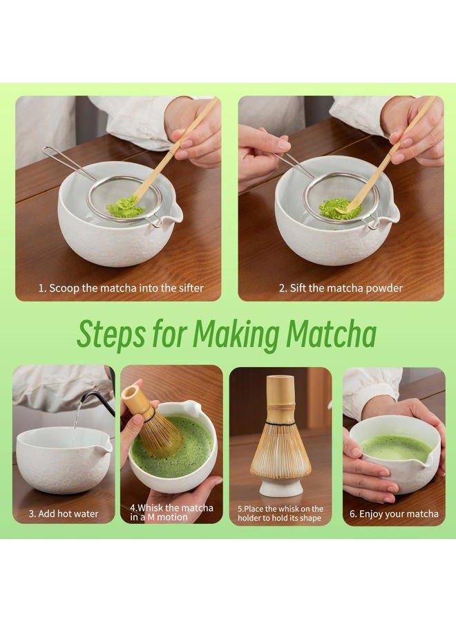 TEANAGOO Matcha Whisk,7 Pcs Matcha Set Lt.Grey,Matcha Kit for Ceremony,Matcha Tea Set for Making Breakfast/Latte,Matcha Whisk Set and Bowl with All Accessories,Gift for Matcha Lover/Friend/Family - Image 4