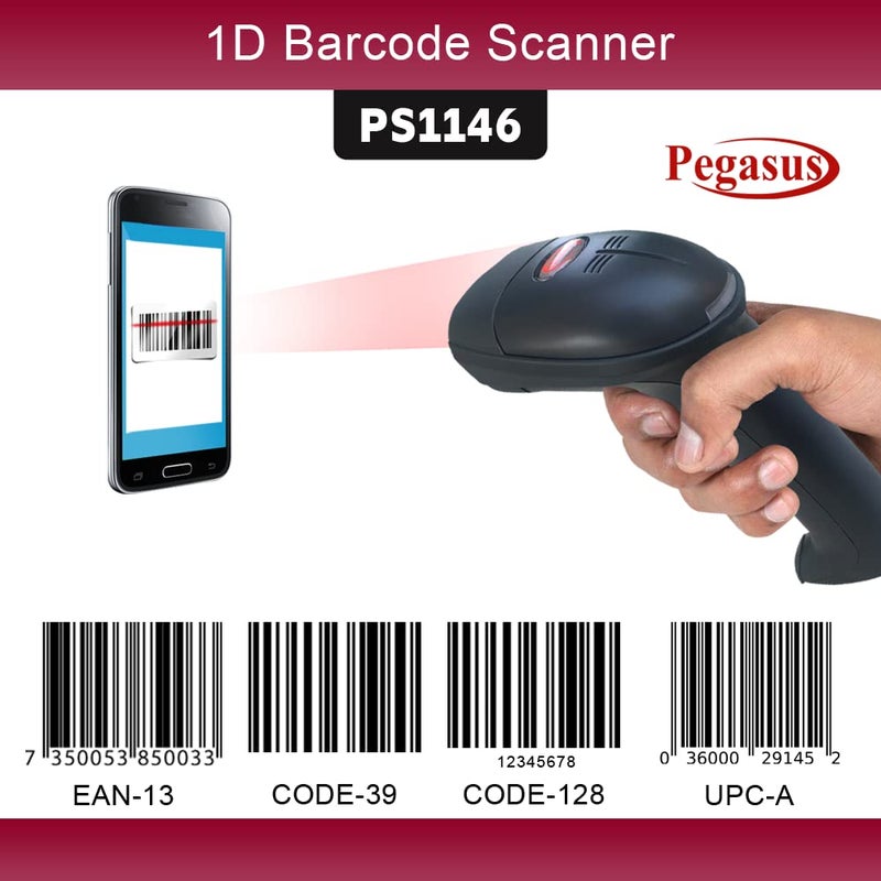PEGASUS PS1146 Wired 1D USB Barcode Scanner for Fast & High Speed Scanning Experience | Wired Handheld Barcode Reader | Optical Laser | 2 Years Warranty | Compatible with PC for Store, Supermarket, Warehouse - Image 2