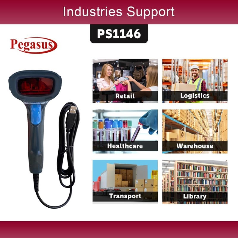 PEGASUS PS1146 Wired 1D USB Barcode Scanner for Fast & High Speed Scanning Experience | Wired Handheld Barcode Reader | Optical Laser | 2 Years Warranty | Compatible with PC for Store, Supermarket, Warehouse - Image 5
