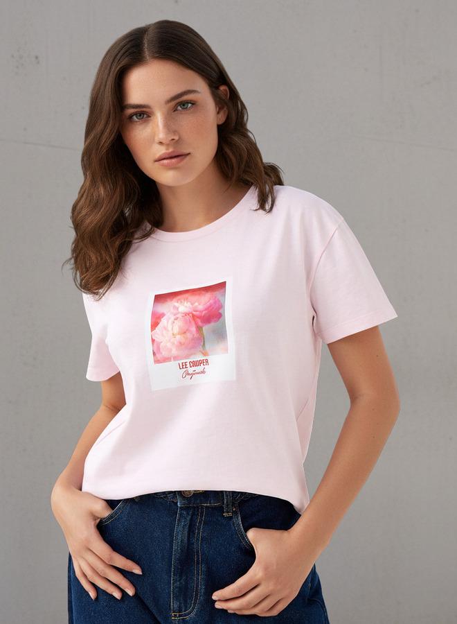 لي كوبر تيشيرت قطن لي كوبر بقصة عادية وطبعة زهور - Image 1