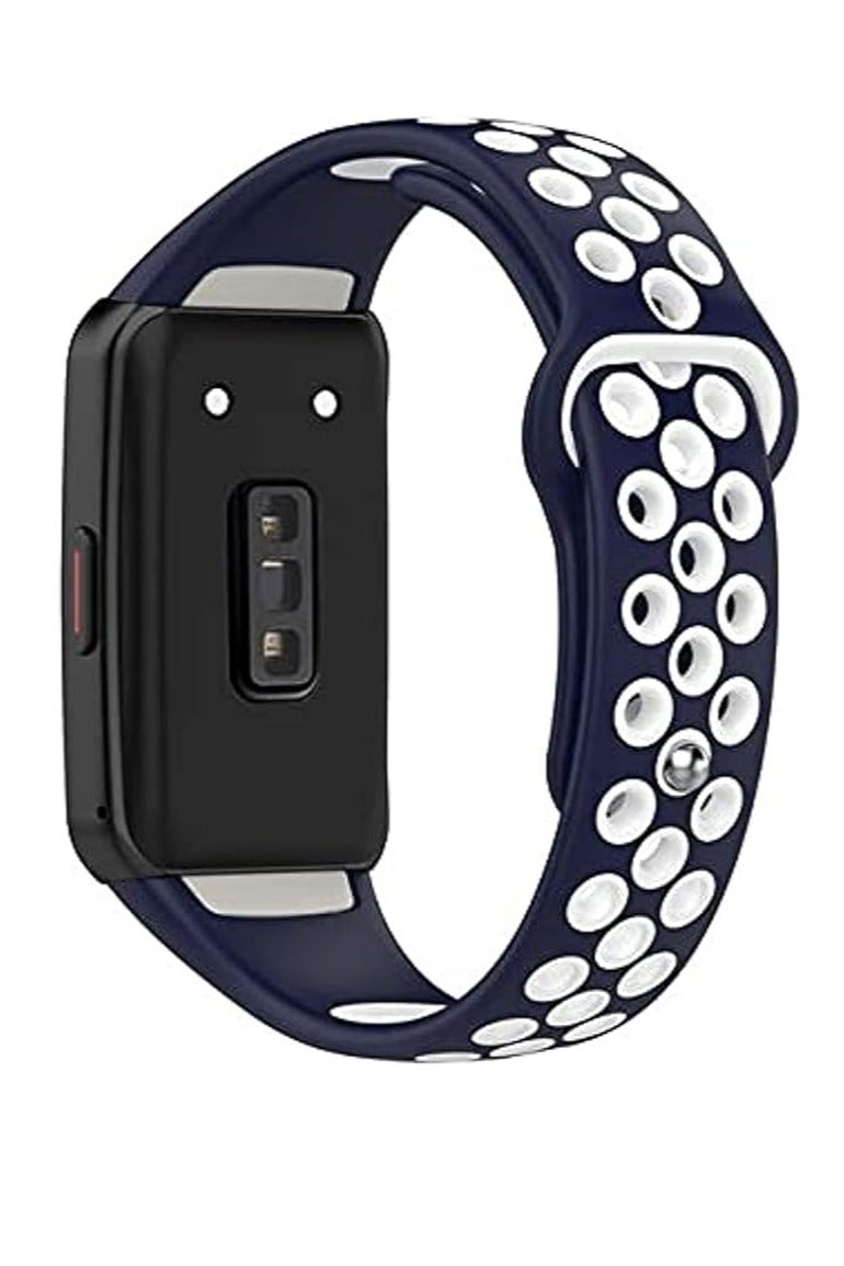 Breathable Replacement Smart Watchband Bracelet for Honor Band 6 Strap Double Color (Blue/White) - Image 1