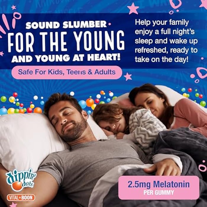 Vital+Boon Dippin Dots - Melatonin Gummies for Kids & Adults (60 Days Supply) Strawberry Sunset Creme Flavor | 2.5mg Per Kids Melatonin Supplement for Faster, Longer Sleep | Gummies for Children (120 Count) - Image 3