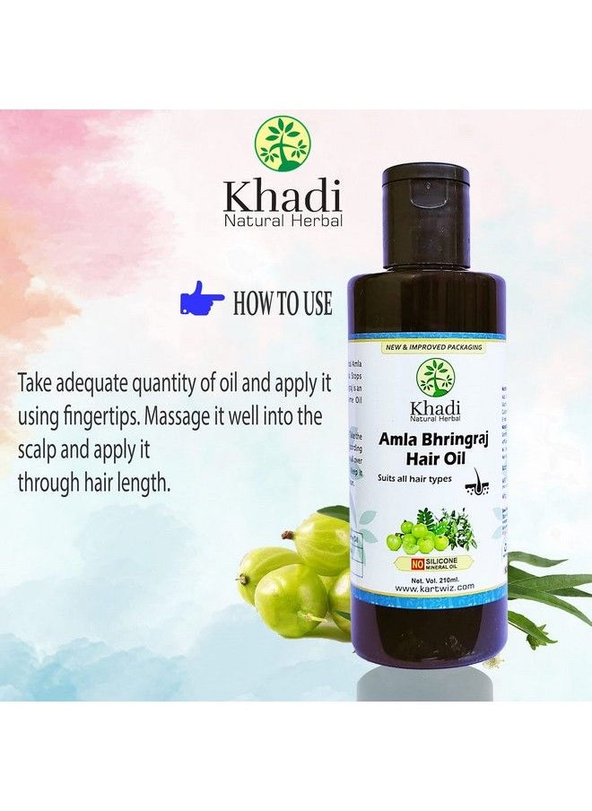 Khadi Natural Herbal زيت الشعر أملا برينجراج لعلاج الشعر بشكل مكثف (210 مل) عبوة من قطعتين  - Image 5