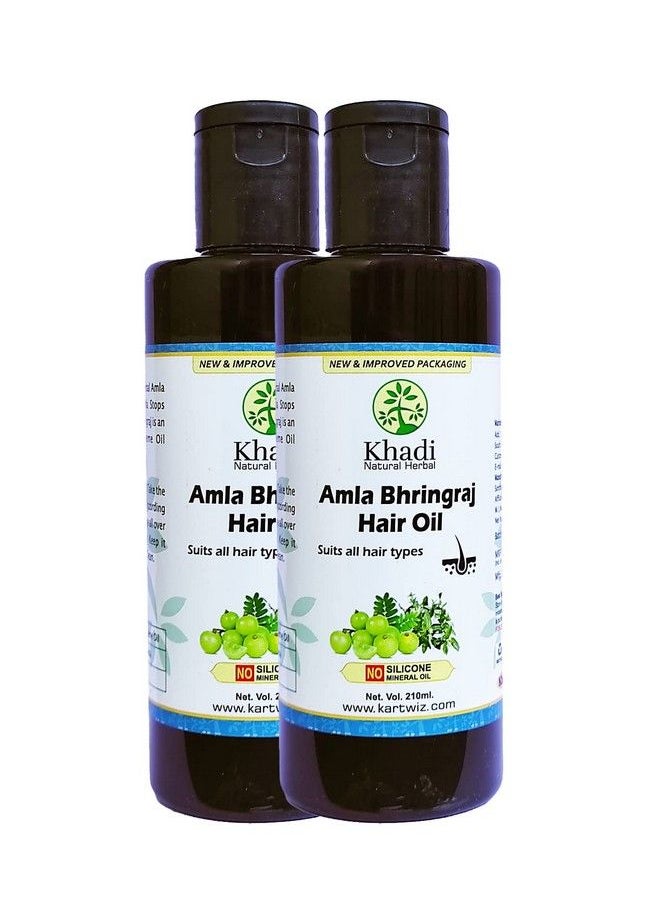 Khadi Natural Herbal زيت الشعر أملا برينجراج لعلاج الشعر بشكل مكثف (210 مل) عبوة من قطعتين  - Image 2