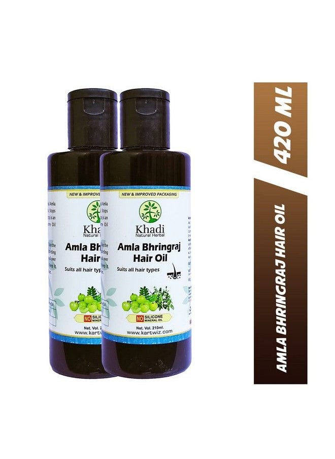 Khadi Natural Herbal زيت الشعر أملا برينجراج لعلاج الشعر بشكل مكثف (210 مل) عبوة من قطعتين  - Image 3
