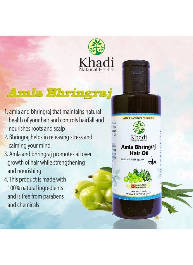 Khadi Natural Herbal زيت الشعر أملا برينجراج لعلاج الشعر بشكل مكثف (210 مل) عبوة من قطعتين  - Image 4