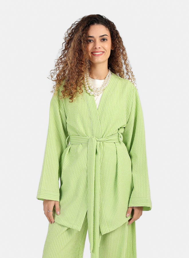 Carina Striped Open Neckline Cardigan - Image 2