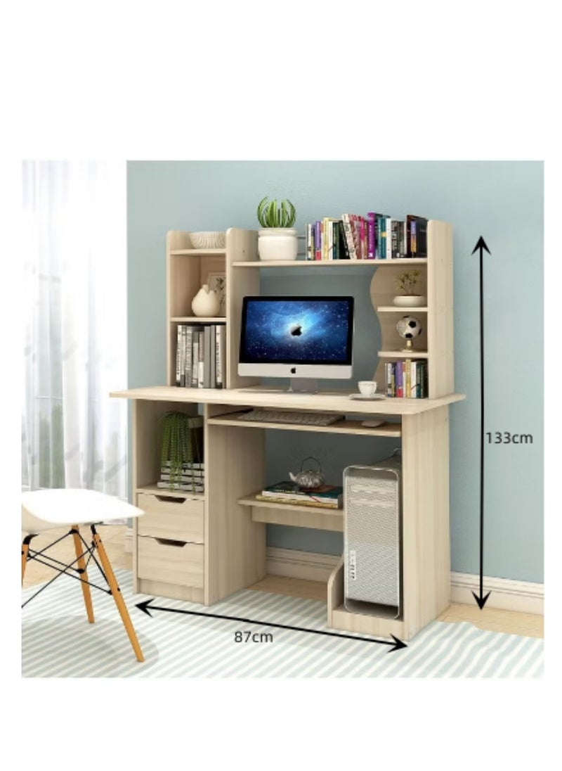 Computer Desk Computer Table Home Gaming Desk Office Desk with Drawers Writing Desk with Shelf Layer Home Office Study Desk Computer Desk Workbench Corner Desk with Bookshelf