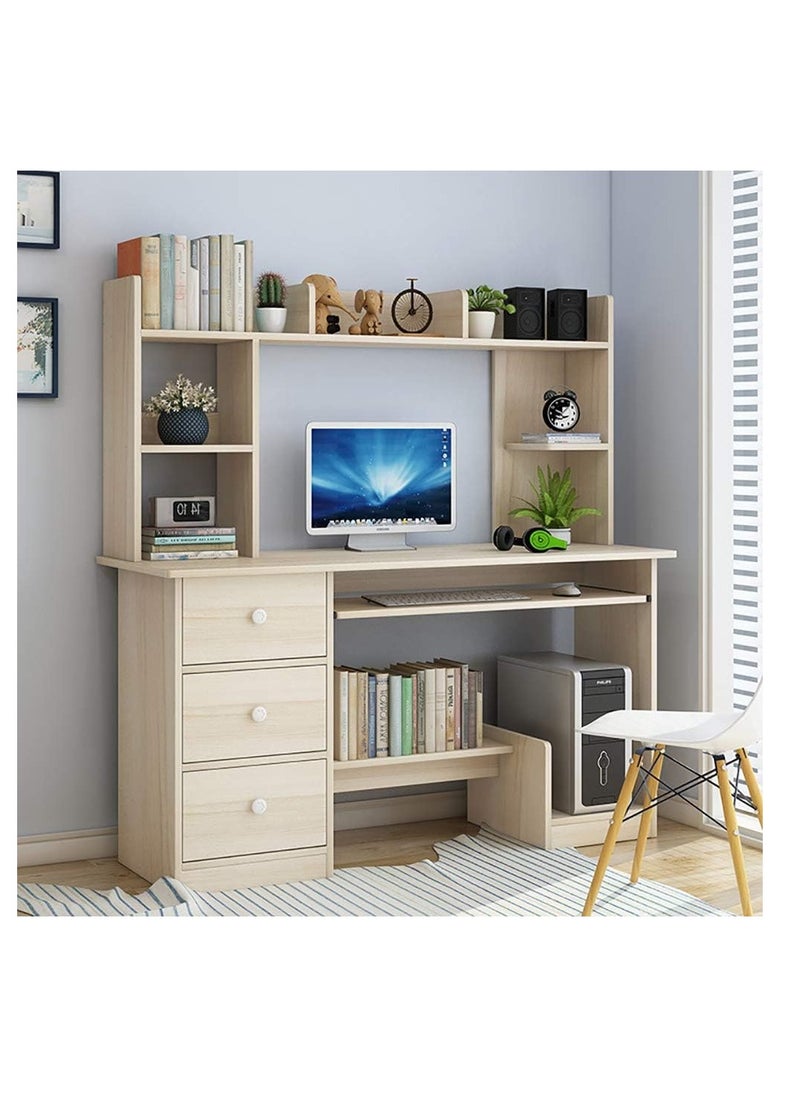 Computer Desk Computer Table Home Gaming Desk Office Desk with Drawers Writing Desk with Shelf Layer Home Office Study Desk Computer Desk Workbench Corner Desk with Bookshelf