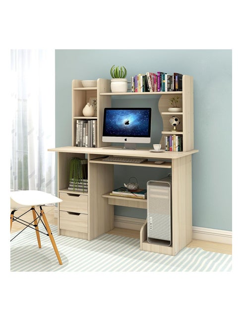 Computer Desk Computer Table Home Gaming Desk Office Desk with Drawers Writing Desk with Shelf Layer Home Office Study Desk Computer Desk Workbench Corner Desk with Bookshelf