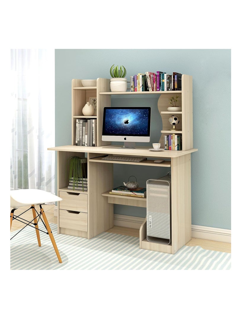 Computer Desk Computer Table Home Gaming Desk Office Desk with Drawers Writing Desk with Shelf Layer Home Office Study Desk Computer Desk Workbench Corner Desk with Bookshelf