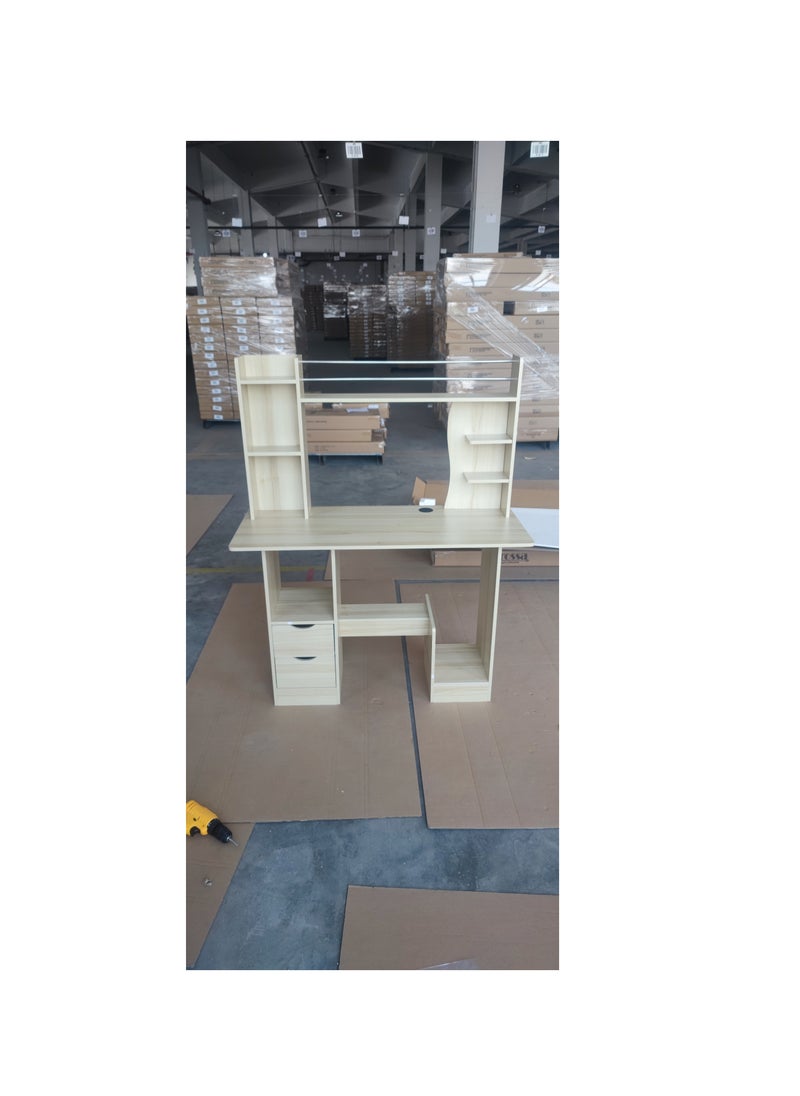 Computer Desk Computer Table Home Gaming Desk Office Desk with Drawers Writing Desk with Shelf Layer Home Office Study Desk Computer Desk Workbench Corner Desk with Bookshelf