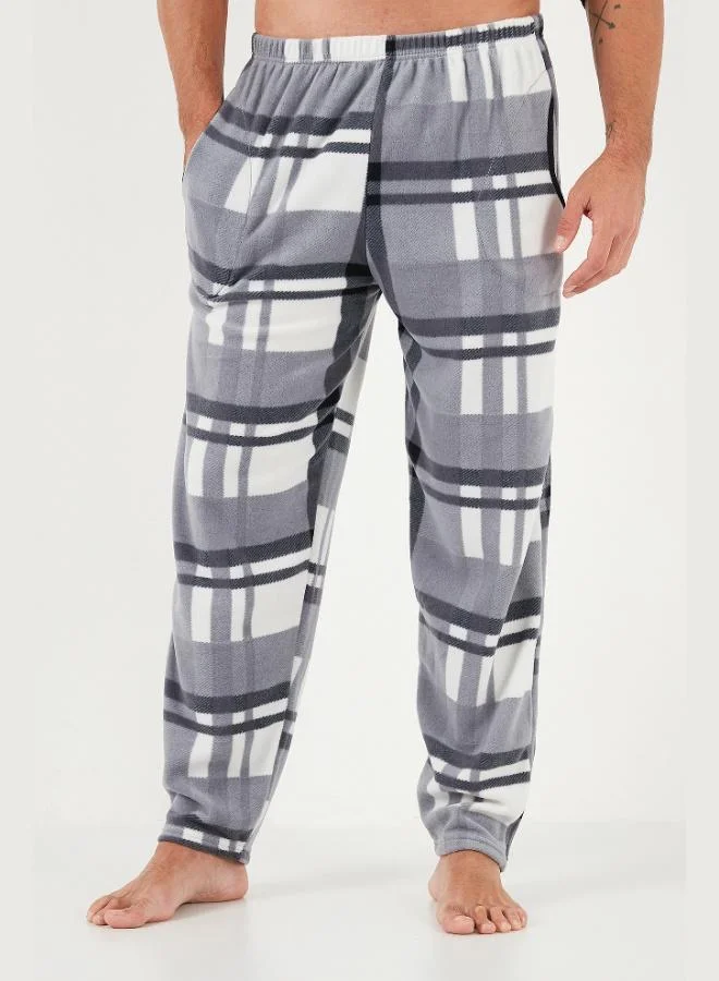 Buratti  Buratti Plaid Regular Fit Buttoned Crew Neck Winter Fleece Pajama Set Men's PAJAMAS SET 60961008 for Men | Best Price UAE