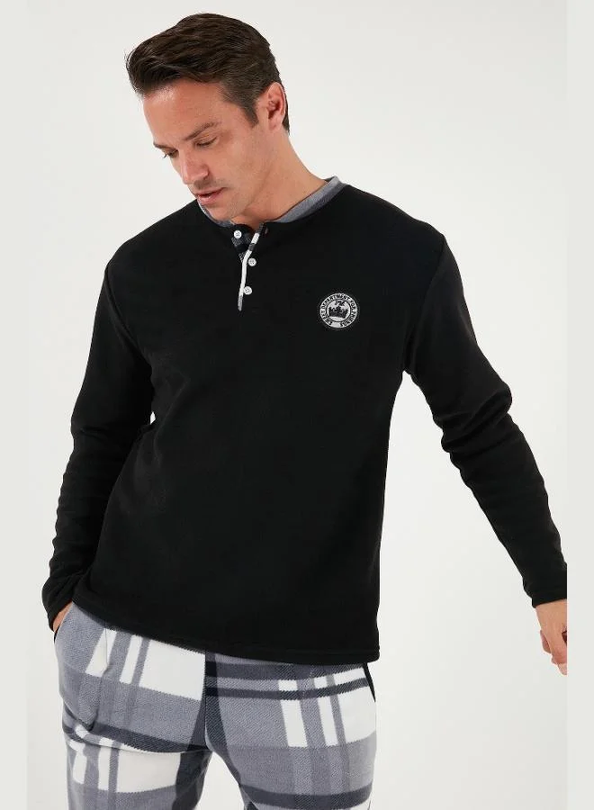 Buratti  Buratti Plaid Regular Fit Buttoned Crew Neck Winter Fleece Pajama Set Men's PAJAMAS SET 60961008 for Men | Best Price UAE