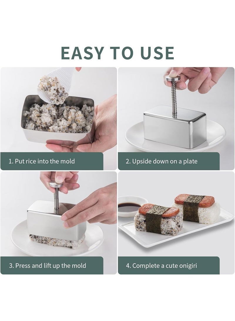Musubi Mold Stainless Steel, Non Stick Spam Musubi Mold Musubi Maker Press Kit Onigiri Mold for Kids Bento Picnic Sushi DIY - Image 5