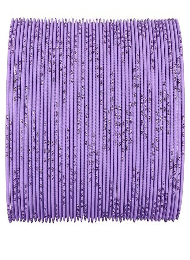 BANGLESKART Metal with Cutting Design and Glitter Bangles For Women and Girls Polka Dots Metal Bangles Stylish Women's Bangle Set of 48 Purple - Image 2