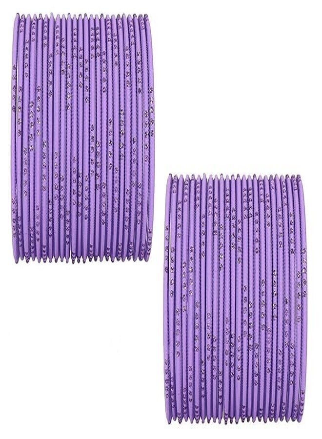 BANGLESKART Metal with Cutting Design and Glitter Bangles For Women and Girls Polka Dots Metal Bangles Stylish Women's Bangle Set of 48 Purple - Image 3