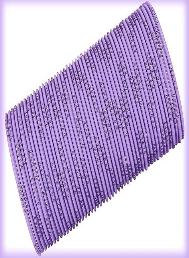 BANGLESKART Metal with Cutting Design and Glitter Bangles For Women and Girls Polka Dots Metal Bangles Stylish Women's Bangle Set of 48 Purple - Image 4