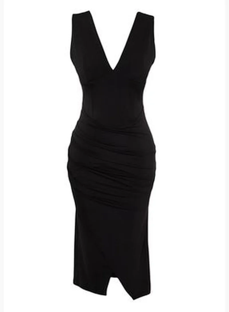 trendyol Ruched V-neck Dress