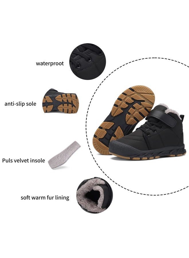 FANSITE Boys Snow Boots Winter Waterproof Slip Resistant Cold Weather Shoes（Little Kid/Big Kid, Black-b, 2 Little Kid - Image 4