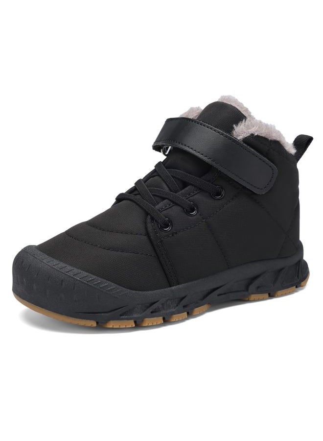 FANSITE Boys Snow Boots Winter Waterproof Slip Resistant Cold Weather Shoes（Little Kid/Big Kid, Black-b, 2 Little Kid - Image 1