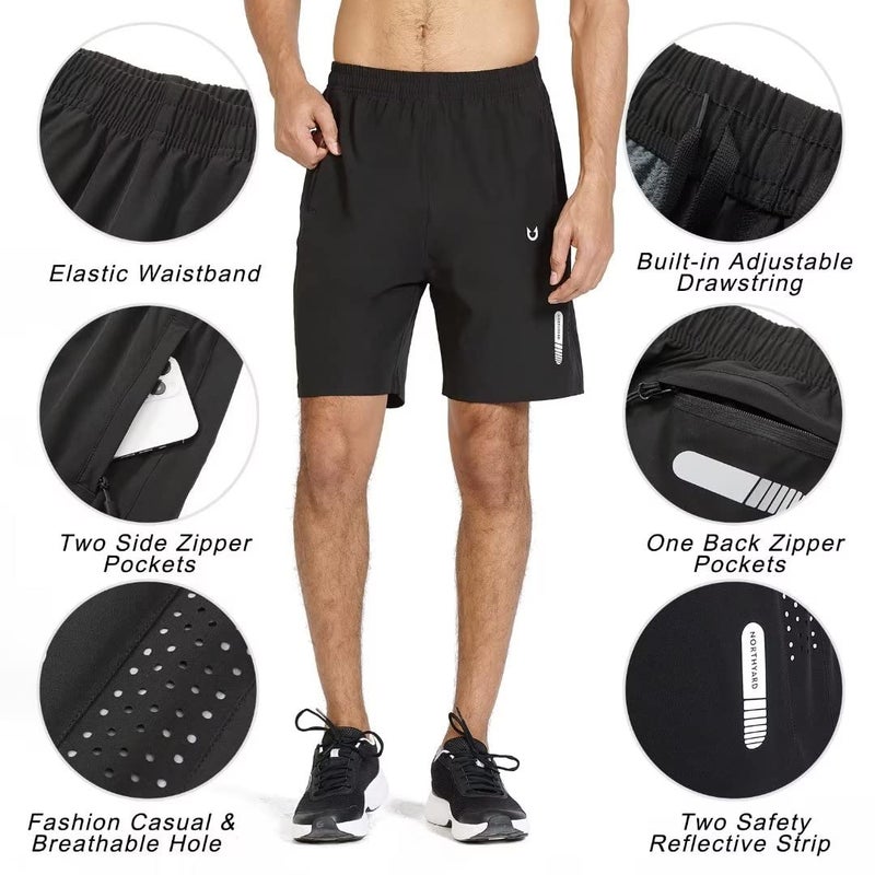 NORTHYARD Men's Athletic Running Shorts Gym Workout Shorts 7"/ 9"/ 5" Quick Dry Lightweight Sports Basketball Exercise Tennis Exercise Black M - Image 4