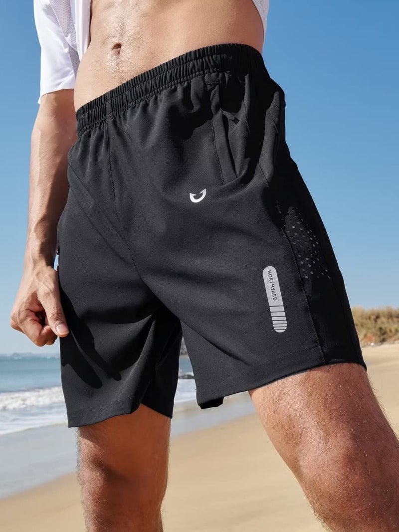 NORTHYARD Men's Athletic Running Shorts Gym Workout Shorts 7"/ 9"/ 5" Quick Dry Lightweight Sports Basketball Exercise Tennis Exercise Black M - Image 2