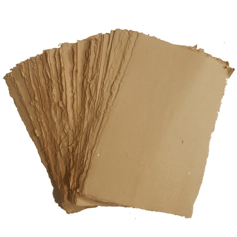 Deckle Papers Multipurpose Handmade Cotton PaperDrawing Paper Calligraphy DIYProject Scrapbooking Gift Wrap Art and Craft Origami Size8x10 Pack of20 Brown - Image 2