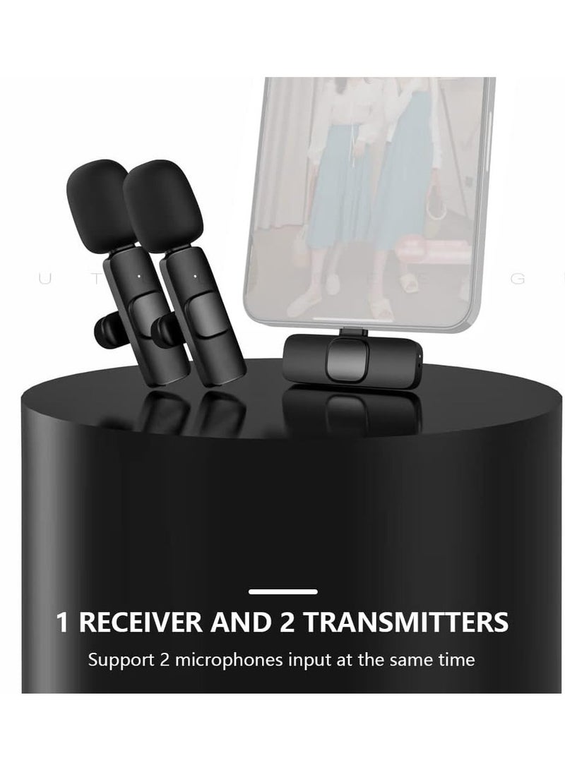Mini Wireless Clip-on Lavalier Microphone Omnidirectional Mic 2 Transmitter 1 Receiver with Wind Type-C Port Replacement for Android Smartphone Live Stream Interview Video Conference - Image 4