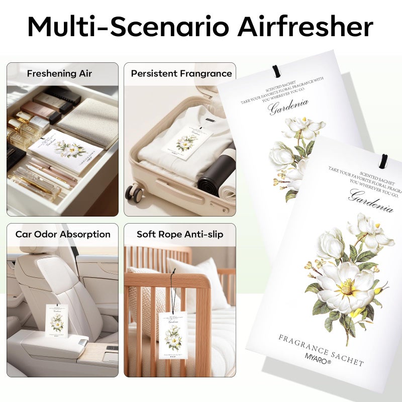 MYARO Scented Sachet House Air Freshener - 12 Pack Long Lasting Gardenia Fragrance Deodorizer for Home Closet Drawer Car - Image 3