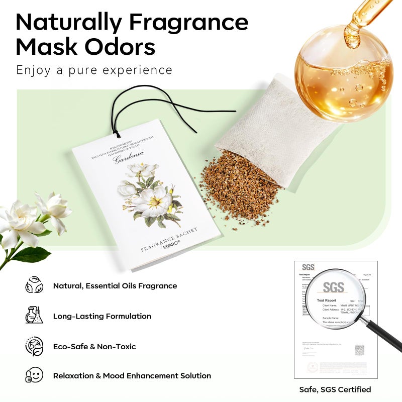MYARO Scented Sachet House Air Freshener - 12 Pack Long Lasting Gardenia Fragrance Deodorizer for Home Closet Drawer Car - Image 4
