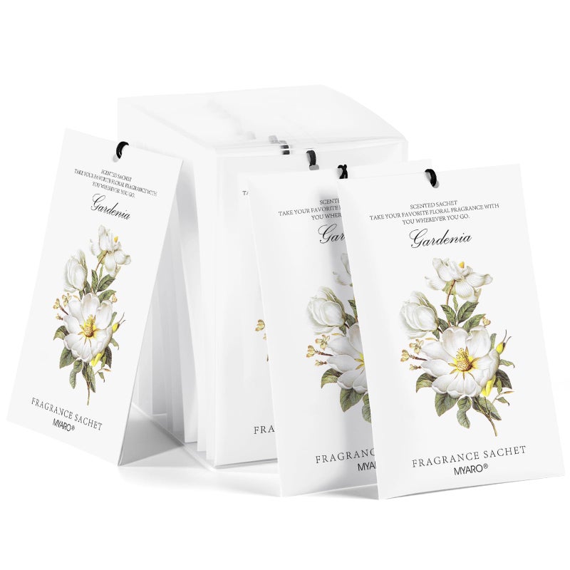 MYARO Scented Sachet House Air Freshener - 12 Pack Long Lasting Gardenia Fragrance Deodorizer for Home Closet Drawer Car - Image 1