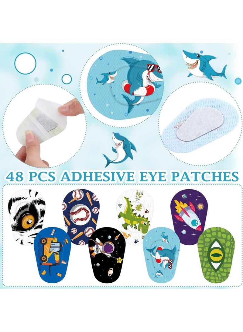 saykfoe 48 Pcs Adhesive Eye Patches for Kids, Fun Design Kids Eye Patches Cute Latex Free Adhesive Bandages for Amblyopia Disposable Eye Pad Lazy Eye Light Blocking Children Toddler (Multicolor2) - Image 5