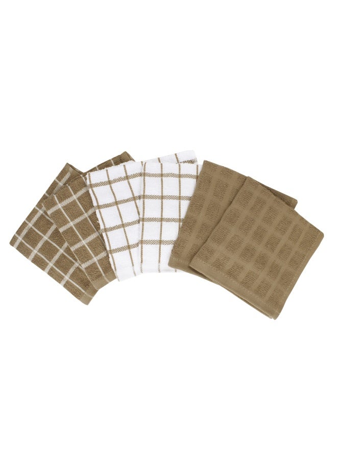 Ritz Terry Check Dish Cloth Set Highly Absorbent  Super Soft  100 Cotton Durable Kitchen Cleaning Cloths for Wiping Tables and Counters 6Pack Mocha - Image 2