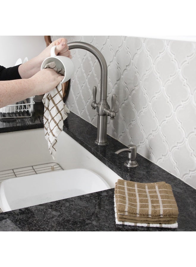 Ritz Terry Check Dish Cloth Set Highly Absorbent  Super Soft  100 Cotton Durable Kitchen Cleaning Cloths for Wiping Tables and Counters 6Pack Mocha - Image 4