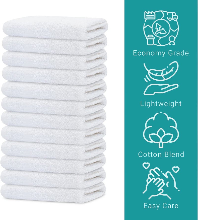 GOLD TEXTILES 24 Pack Economy White Washcloths Set (12x12 inches) - Cotton Blend Commercial Grade Cleaning Rags, Quick Drying & Soft Face Cloths, Fingertip Towels for Bathroom, Spa, Gym, and Kitchen - Image 5