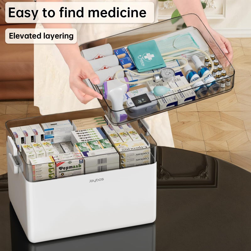 CTIME 3-Tier Medicine Organizer - Portable Medicine Cabinet with Leather Handle, Empty First Aid Kit for Home - Image 5
