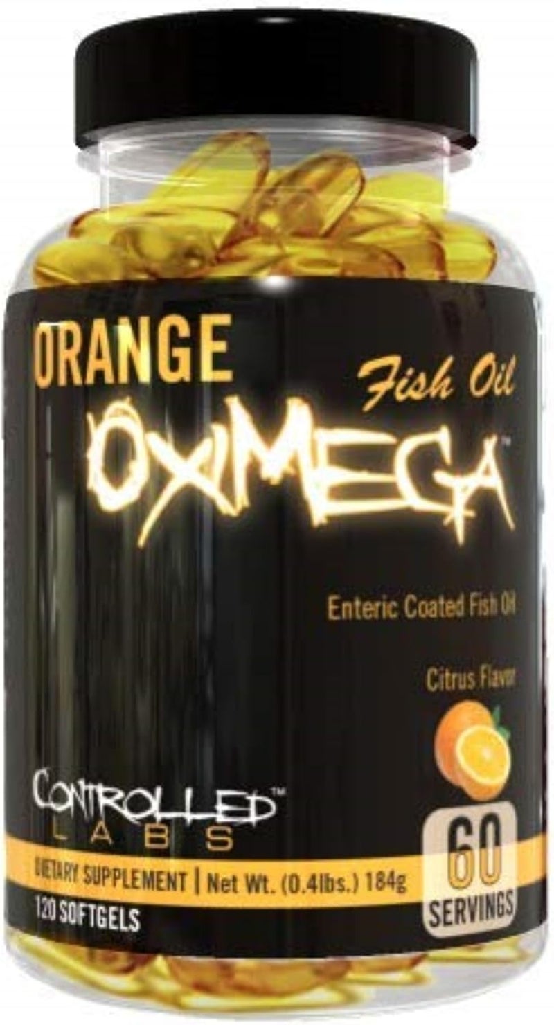 CONTROLLED LABS Orange Oximega Fish Oil Supplement 120 Softgels EPA and DHA 2000mg Omega 3 Fatty Acids CitrusFlavor Burpless Softgels - Image 1