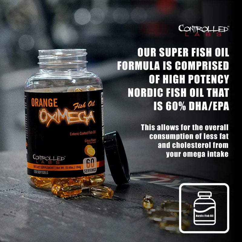 CONTROLLED LABS Orange Oximega Fish Oil Supplement 120 Softgels EPA and DHA 2000mg Omega 3 Fatty Acids CitrusFlavor Burpless Softgels - Image 5