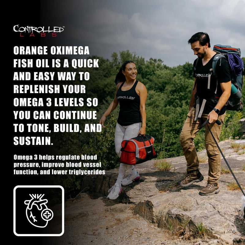CONTROLLED LABS Orange Oximega Fish Oil Supplement 120 Softgels EPA and DHA 2000mg Omega 3 Fatty Acids CitrusFlavor Burpless Softgels - Image 2