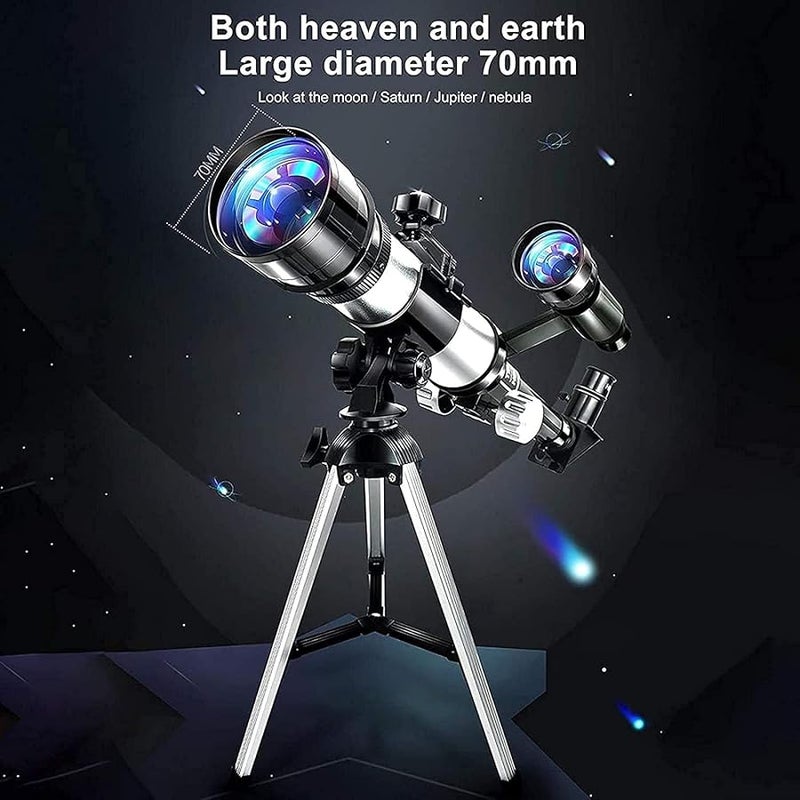 70mm Aperture Monocular Telescope with Two Eyepieces Adjustable Tripod for Astronomy Beginners - Image 5