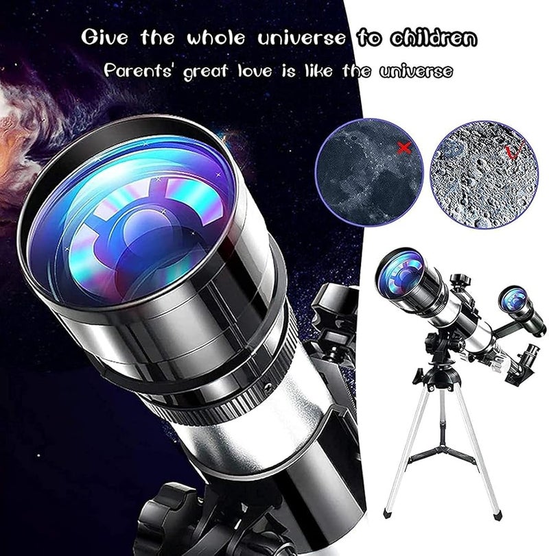 70mm Aperture Monocular Telescope with Two Eyepieces Adjustable Tripod for Astronomy Beginners - Image 4