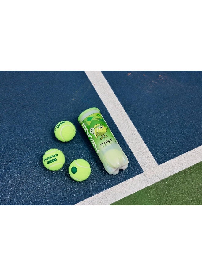Head Stage 1 Green Tennis Balls – 3-Ball Pack, 25% Slower for Control – Ideal for Kids (9–10) & Beginner Adults - Premium tennis_balls designed for performance, durability, and comfort - Premium Tennis Balls for Performance, Durability and Everyday Use - Image 3